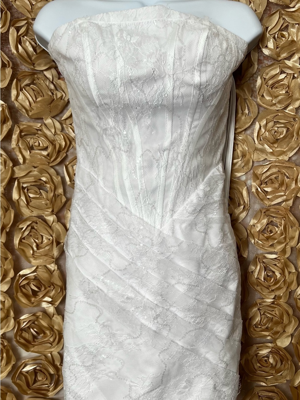 Strapless White Lace Sheath Dress